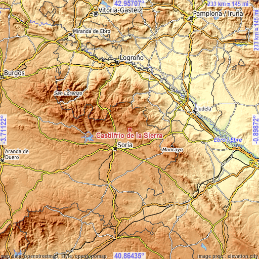 Topographic map of Castilfrío de la Sierra