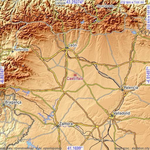 Topographic map of Castilfalé