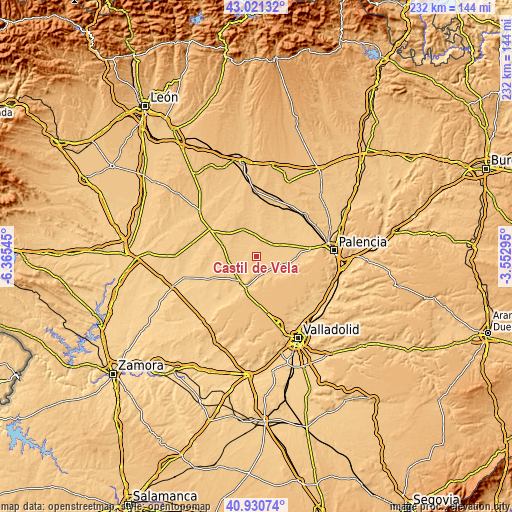 Topographic map of Castil de Vela