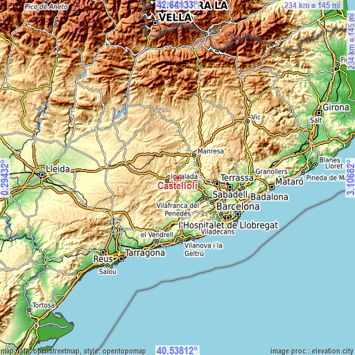 Topographic map of Castellolí