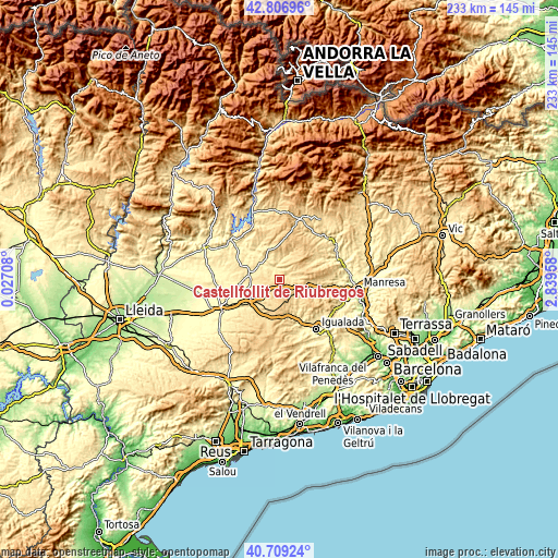 Topographic map of Castellfollit de Riubregós