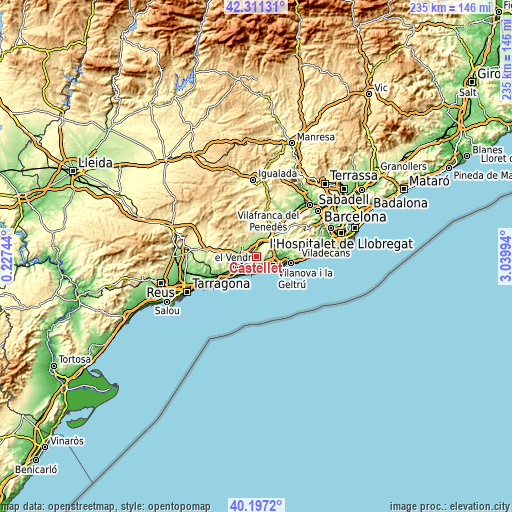 Topographic map of Castellet