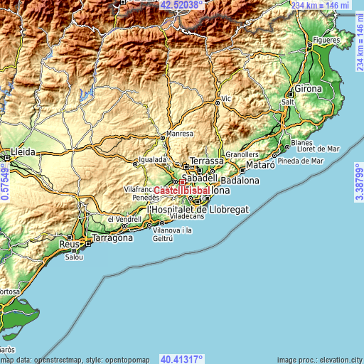 Topographic map of Castellbisbal