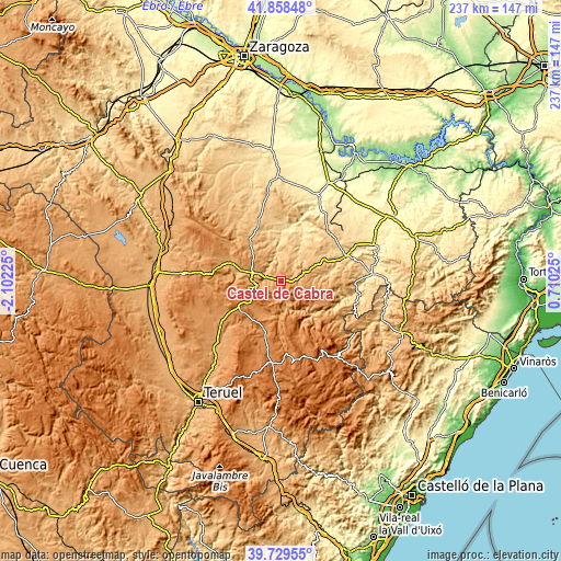 Topographic map of Castel de Cabra