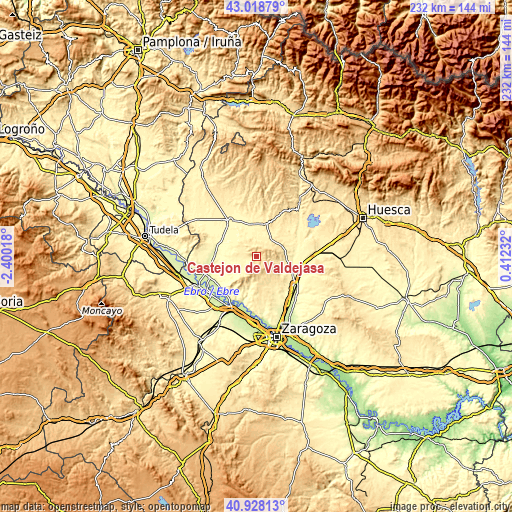 Topographic map of Castejón de Valdejasa