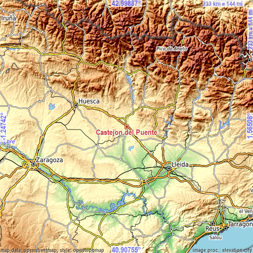 Topographic map of Castejón del Puente