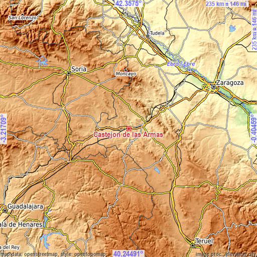 Topographic map of Castejón de las Armas