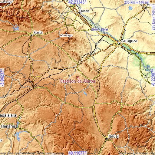 Topographic map of Castejón de Alarba