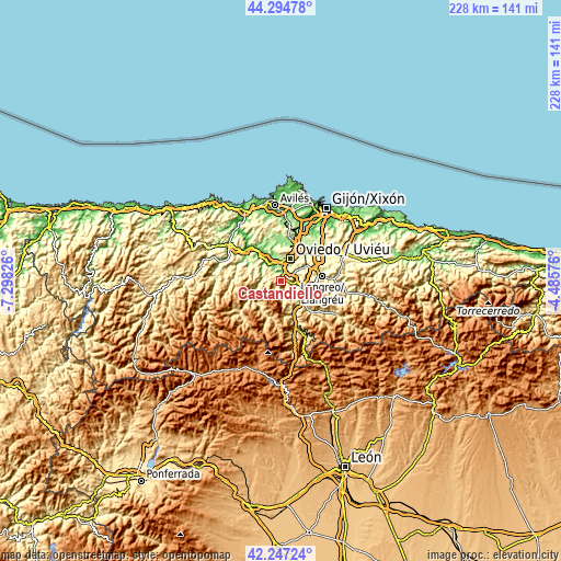 Topographic map of Castandiello