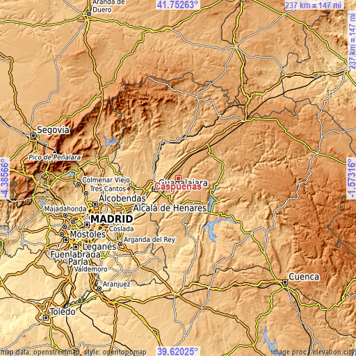 Topographic map of Caspueñas