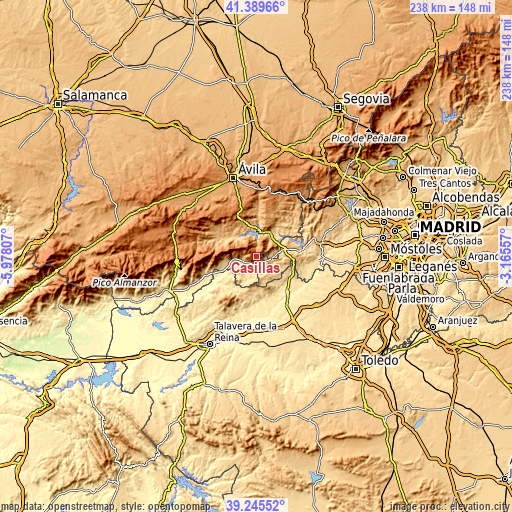 Topographic map of Casillas