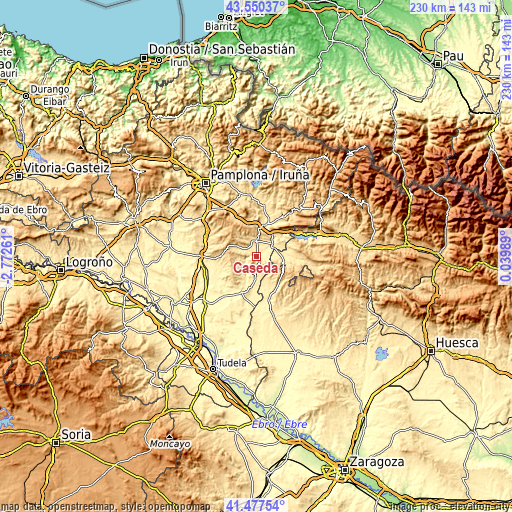 Topographic map of Cáseda