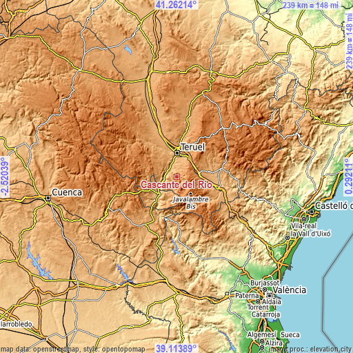 Topographic map of Cascante del Río