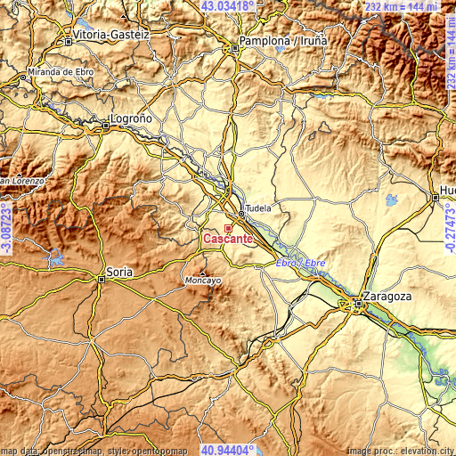 Topographic map of Cascante