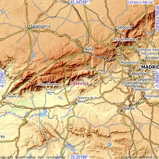 Topographic map of Casavieja