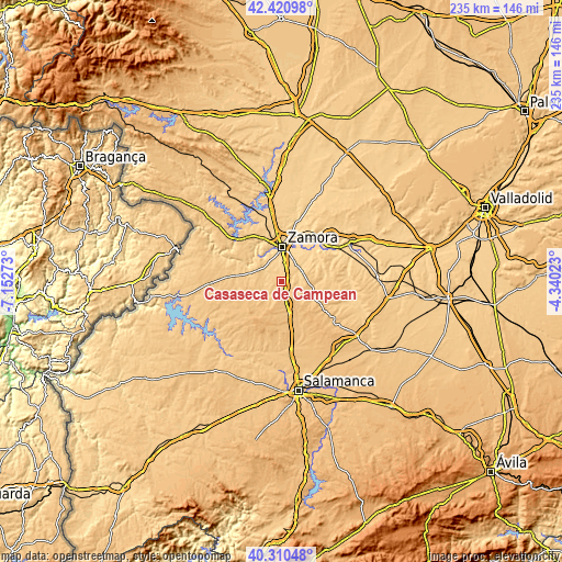 Topographic map of Casaseca de Campeán