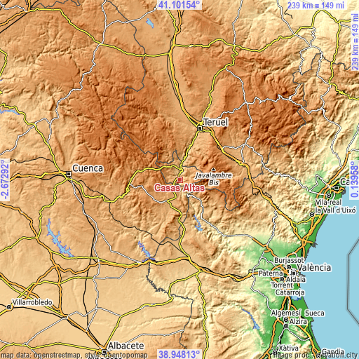 Topographic map of Casas Altas