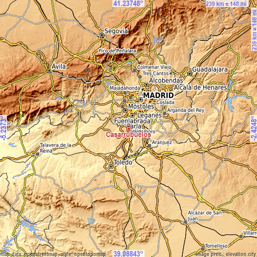 Topographic map of Casarrubuelos