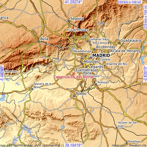 Topographic map of Casarrubios del Monte