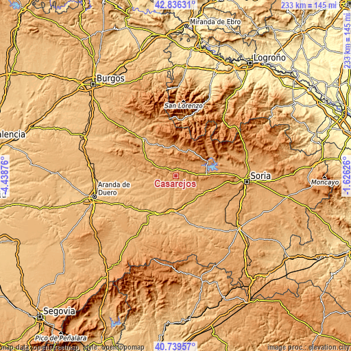 Topographic map of Casarejos