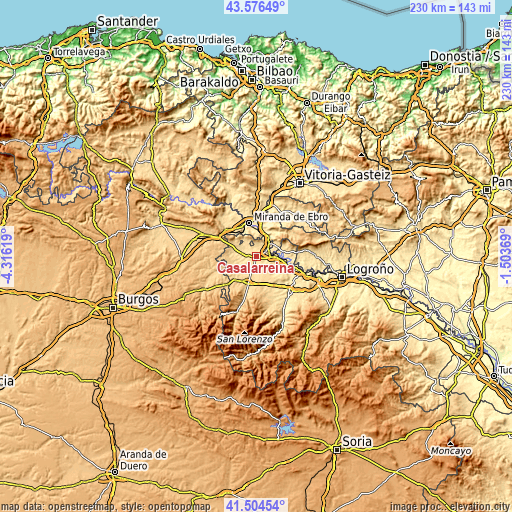 Topographic map of Casalarreina