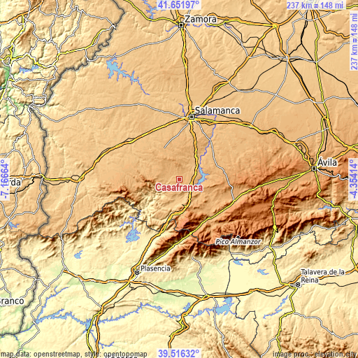 Topographic map of Casafranca