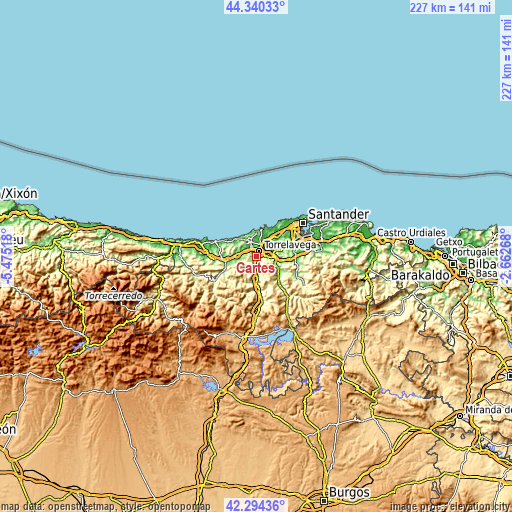 Topographic map of Cartes