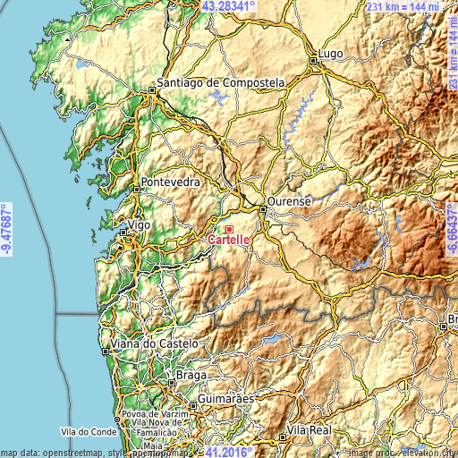 Topographic map of Cartelle