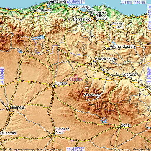 Topographic map of Carrias