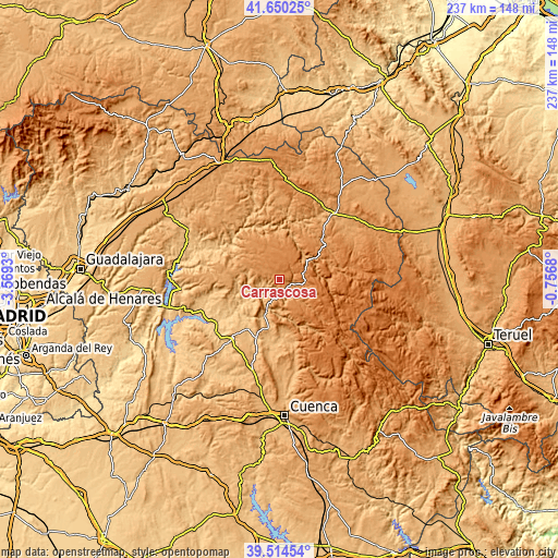 Topographic map of Carrascosa