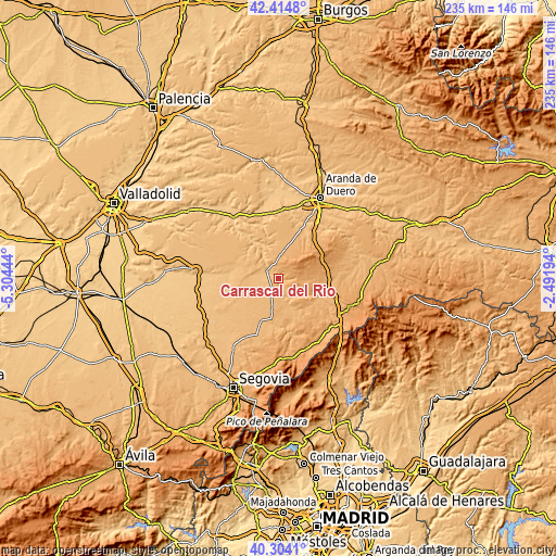 Topographic map of Carrascal del Río