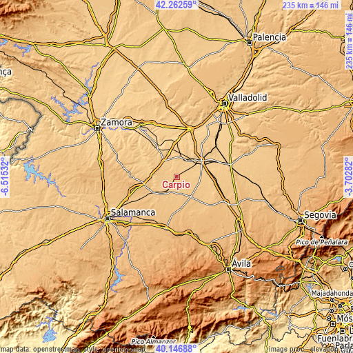 Topographic map of Carpio