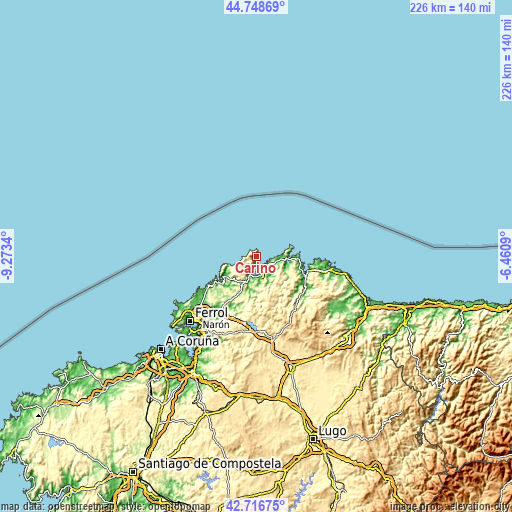 Topographic map of Cariño