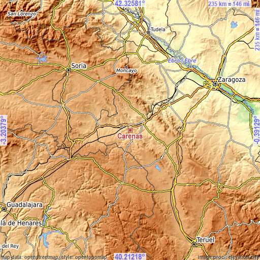 Topographic map of Carenas