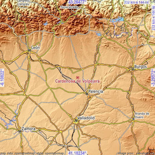 Topographic map of Cardeñosa de Volpejera