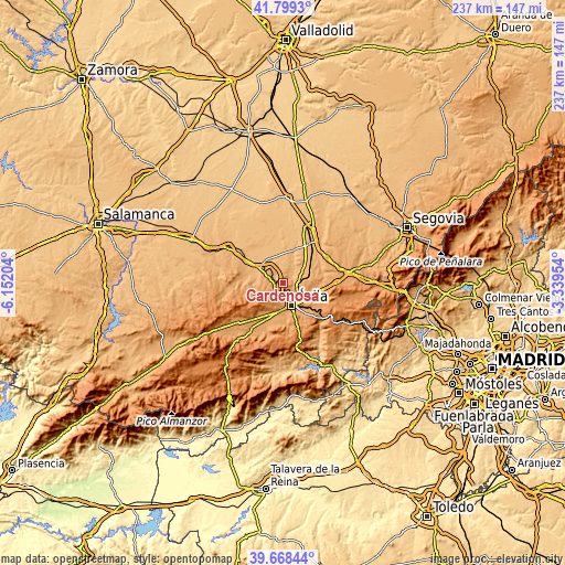 Topographic map of Cardeñosa