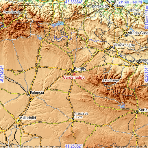 Topographic map of Cardeñadijo