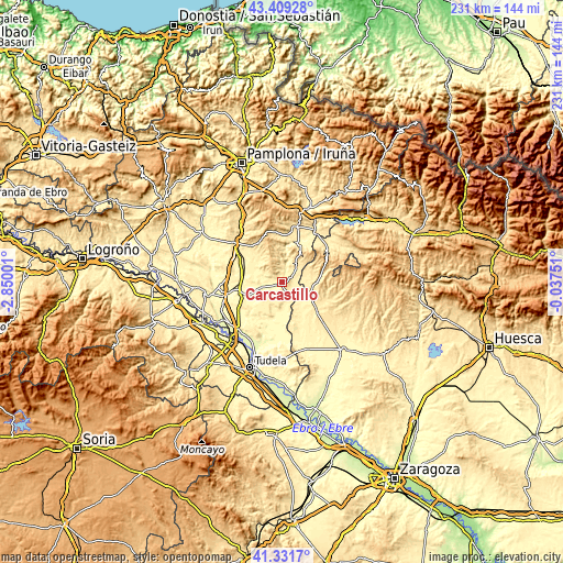 Topographic map of Carcastillo