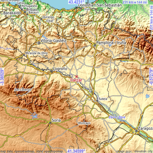 Topographic map of Cárcar