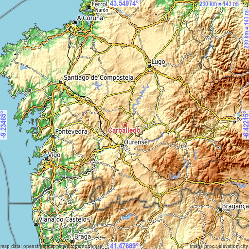 Topographic map of Carballedo