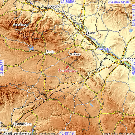 Topographic map of Carabantes