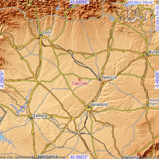 Topographic map of Capillas