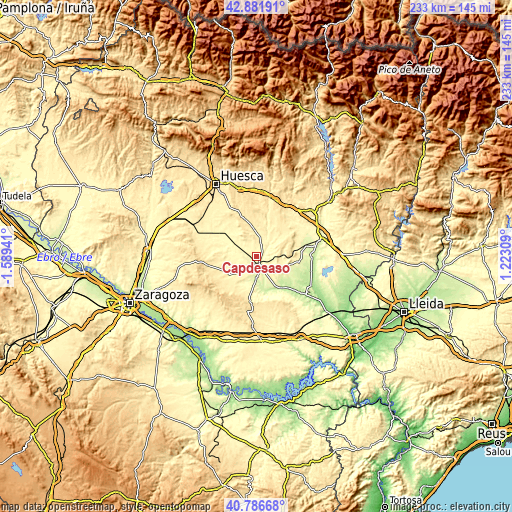 Topographic map of Capdesaso