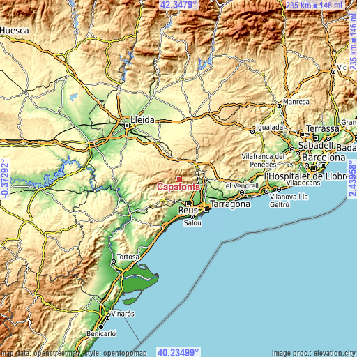 Topographic map of Capafonts