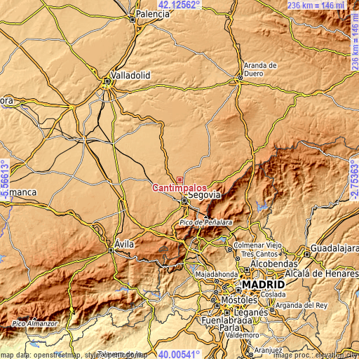 Topographic map of Cantimpalos