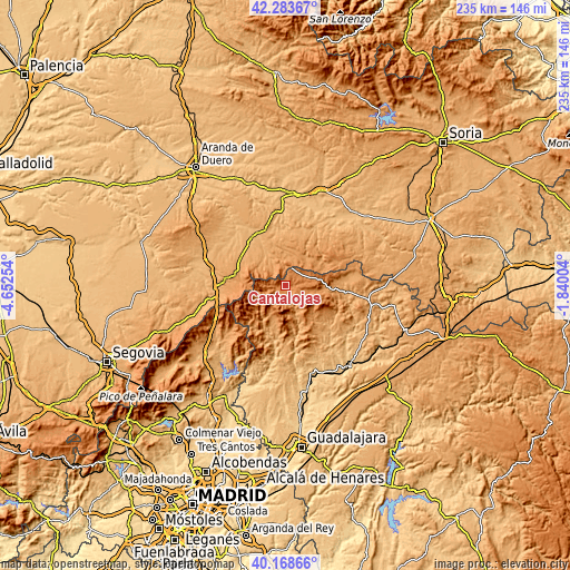 Topographic map of Cantalojas