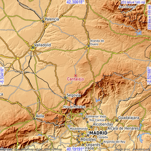 Topographic map of Cantalejo