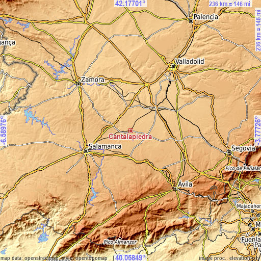 Topographic map of Cantalapiedra