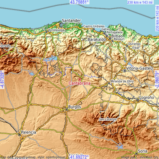 Topographic map of Cantabrana