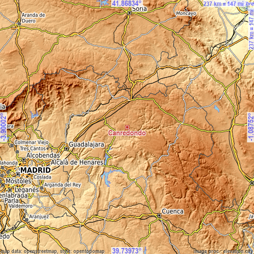 Topographic map of Canredondo